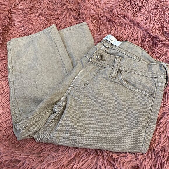 VTG Habitual Gray Taupe Low Rise Bermuda Long Line Design Pocket Denim Shorts 25 - Picture 5 of 10